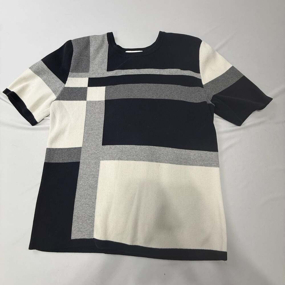 Draper's & Damon's Geometric Colorblock Short Sleeve Knit Top